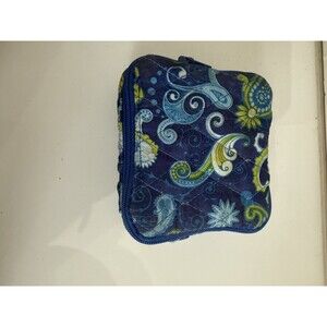 VERA BRADLEY Blue Floral Paisley Zip Travel Pill Case Organizer Box 7/8 Day